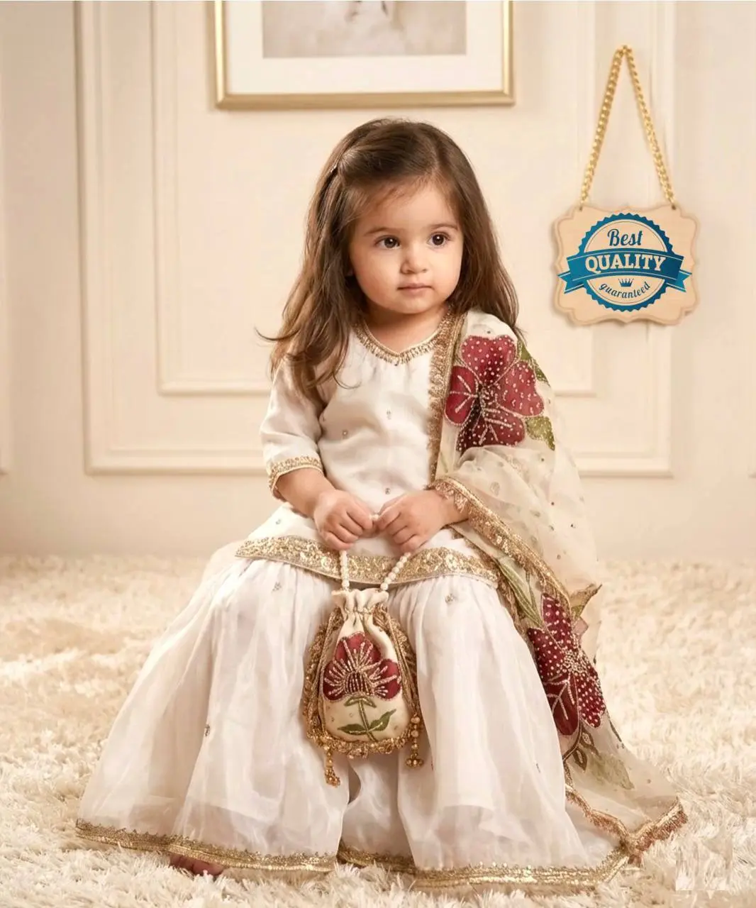 Baby 241 White Gmy Silk Designer Party Wear Sharara Suit Collection