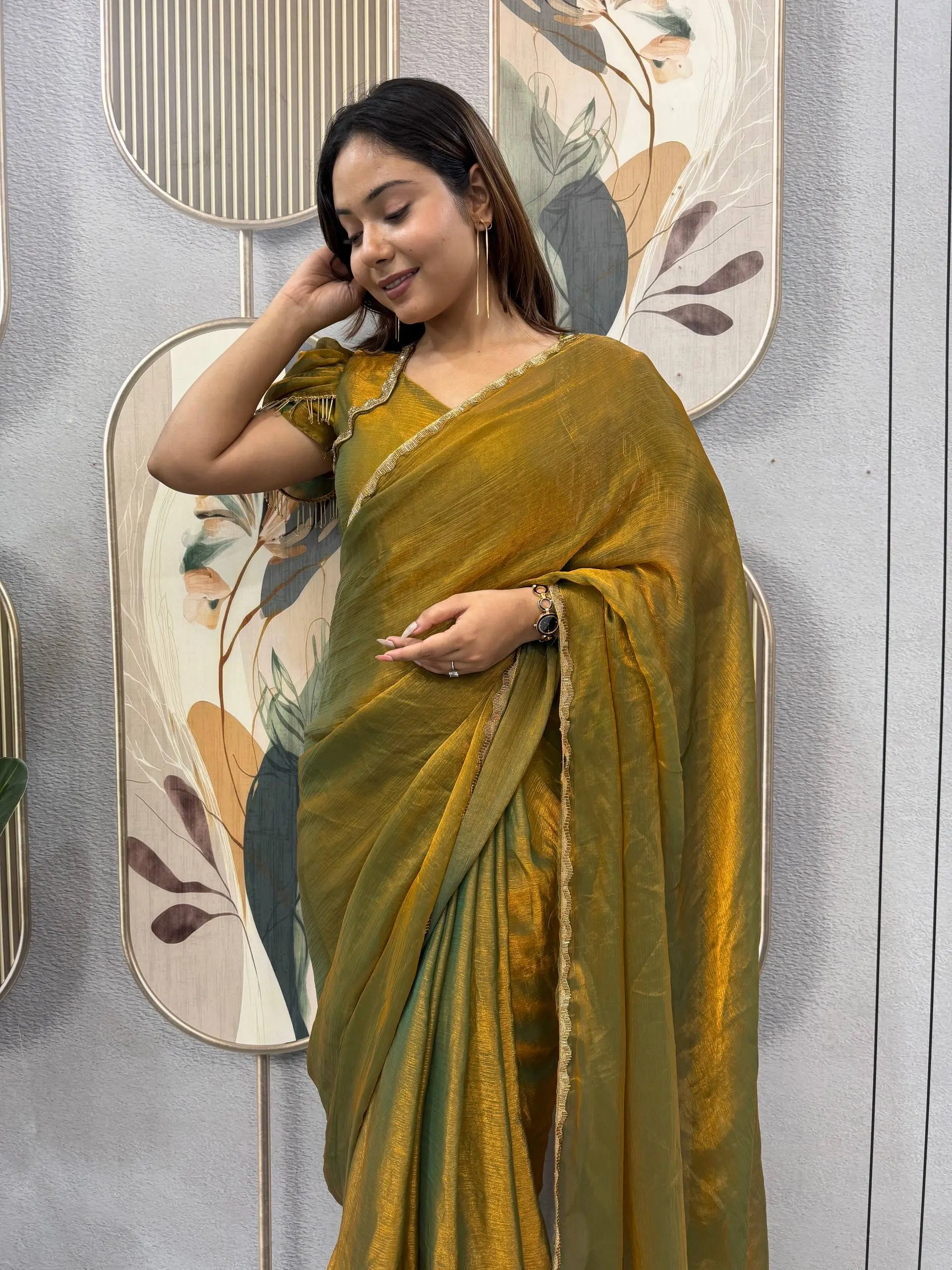 S43S239 Space Silk Zip Ready to Wear Gown Saree